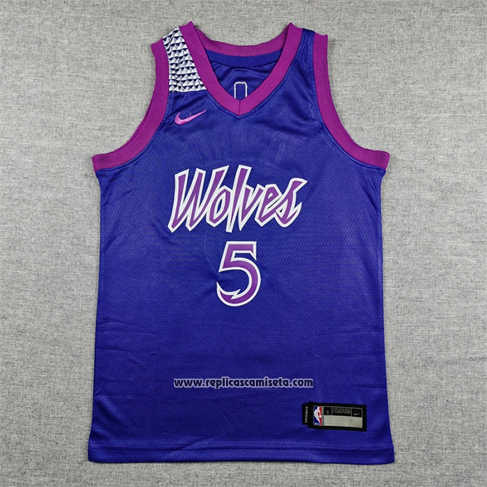 Camiseta Nino Minnesota Timberwolves Anthony Edwards NO 5 Ciudad 2025-26 Negro